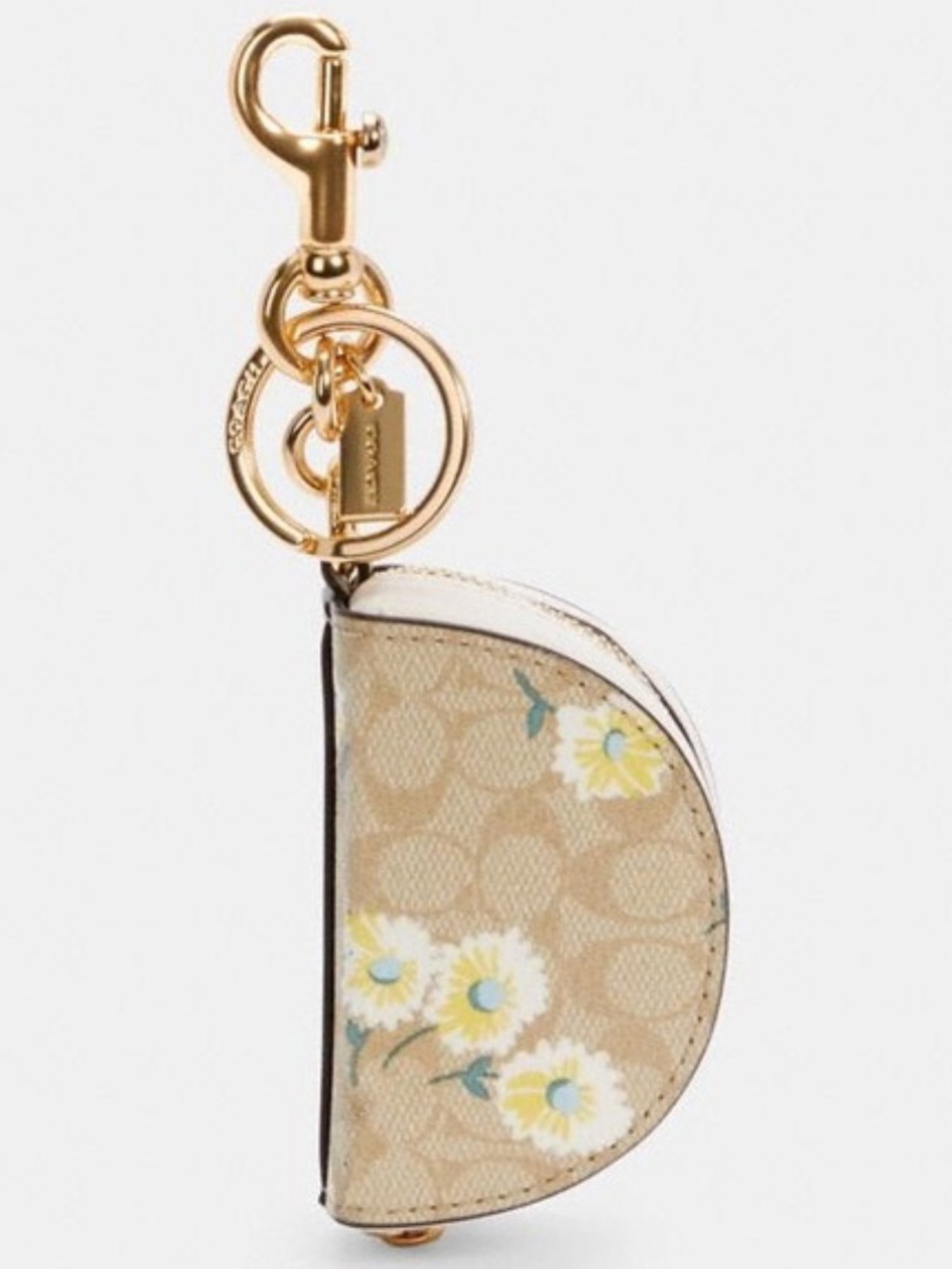 Coach Signature Daisy Print Crescent Pouch Bag Charm NWOT - Picture 8 of 8